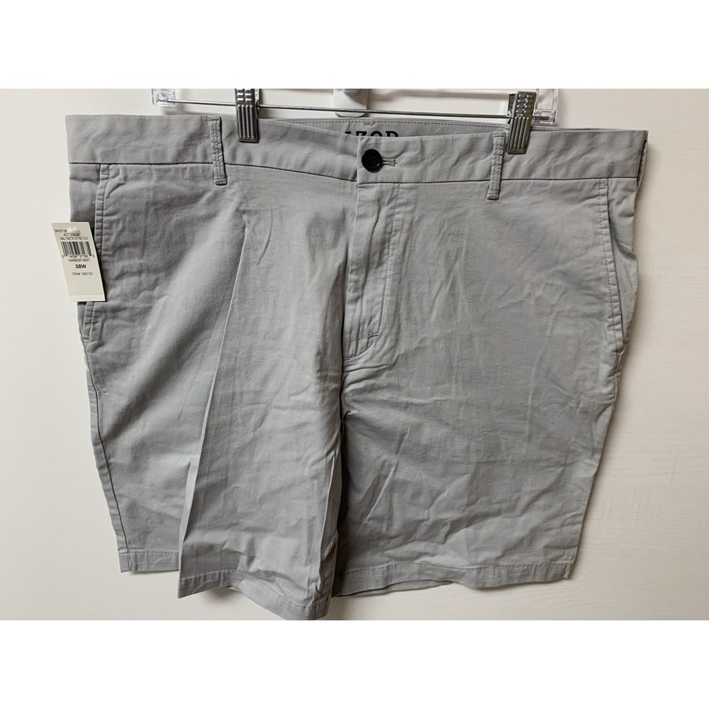 IZOD Men Relaxed Fit Stretch Cotton Casual Short - Size 38 x 9.5 Gray